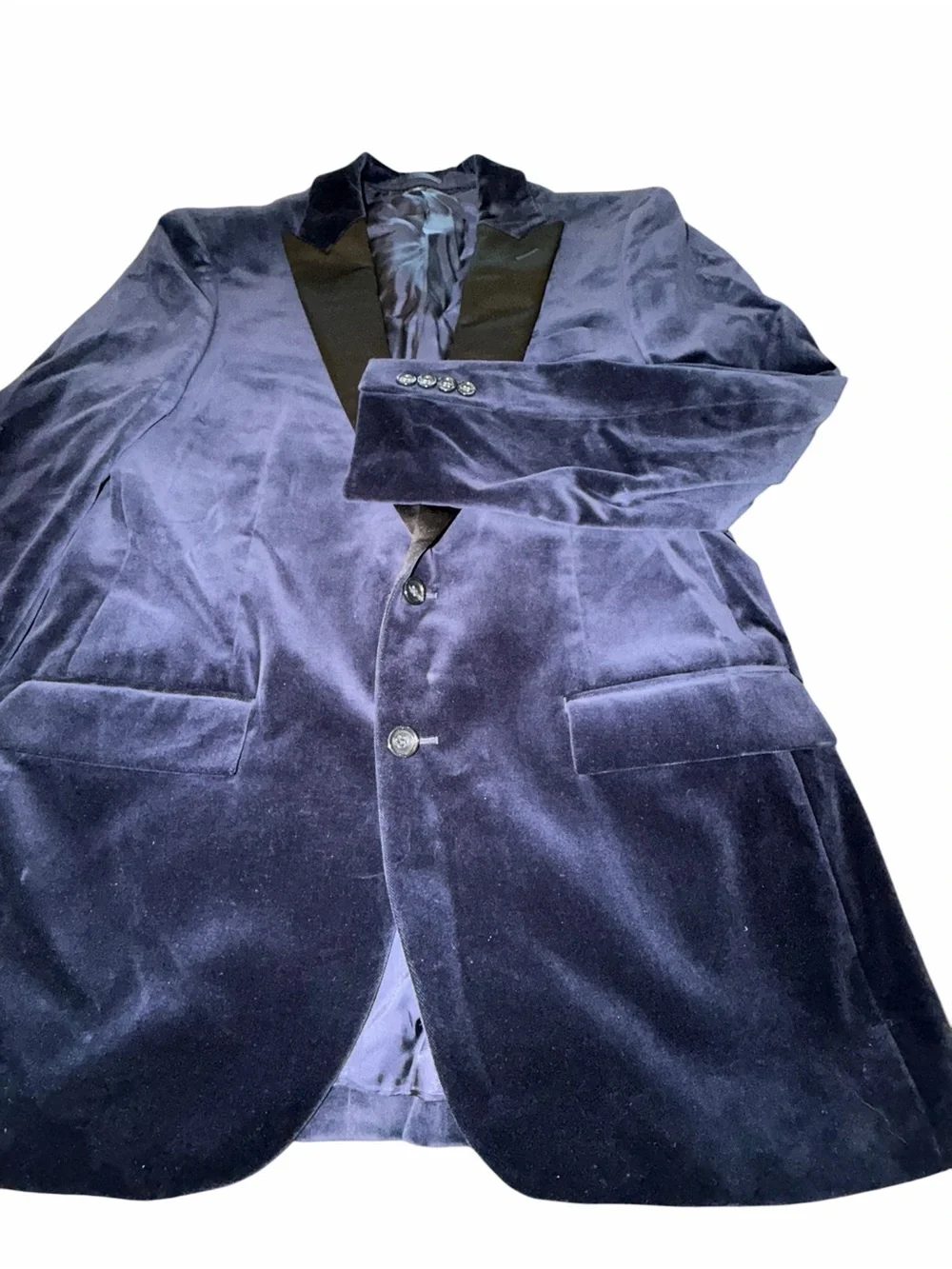 J CREW Ludlow Shawl Collar Tuxedo Dinner Jacket Mens 42 R Slim Navy Blue Velvet